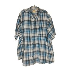 Red Head Men's 4XL Blue/White Plaid Button Up Short Sleeve Collared Shirt